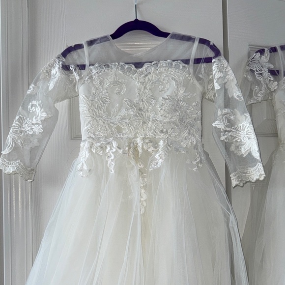 USED- 2 Bundle- Elegant White Lace Tulle Dresses - Picture 2 of 16